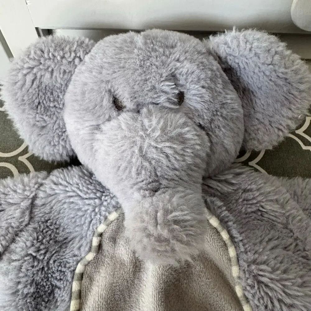 Kellytoy Elephant Lovey Rattle Security Blanket Gray Plush Toy Collectible